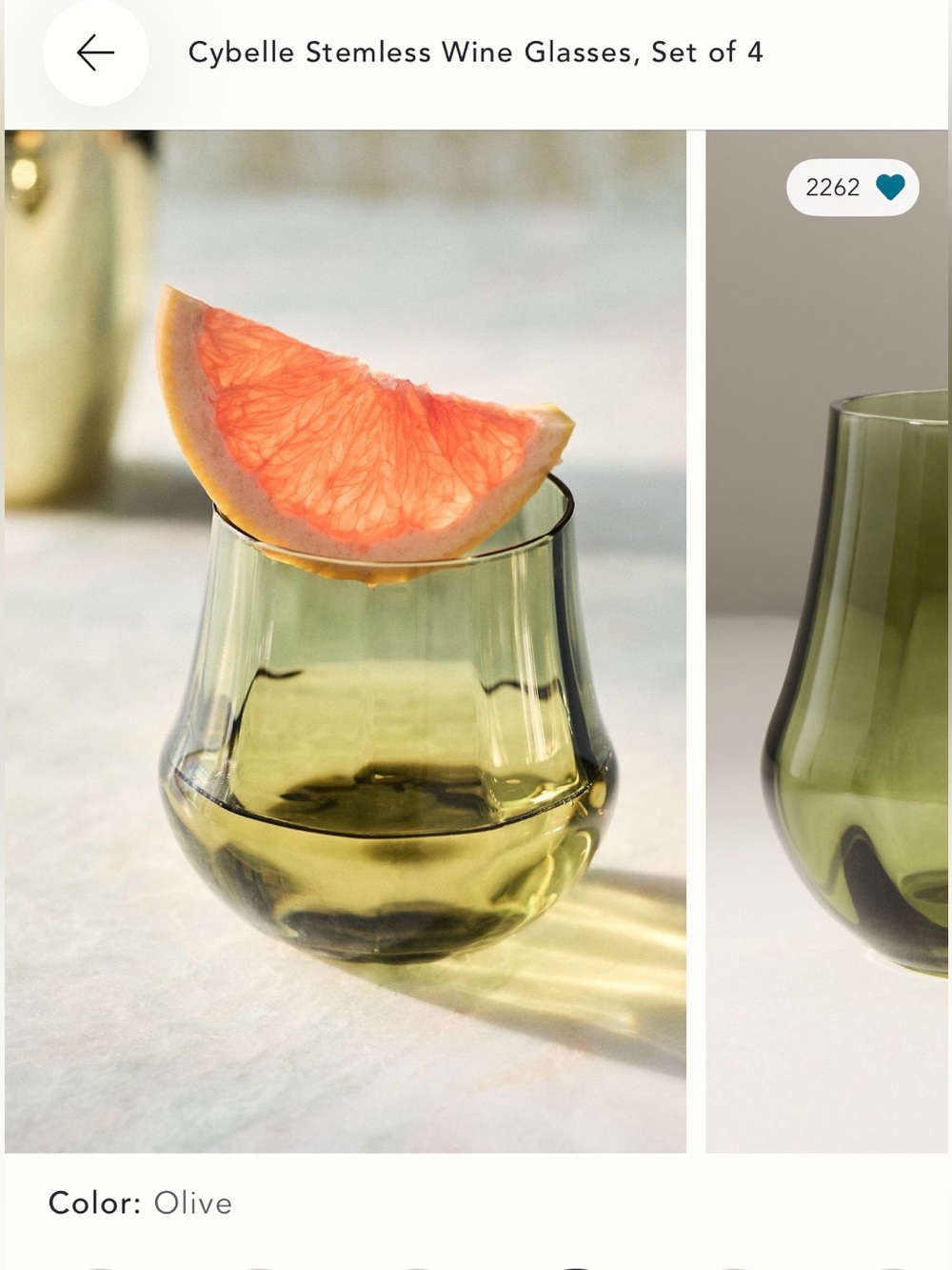Anthropologie Cybelle Stemless Wineglasses Olive 4